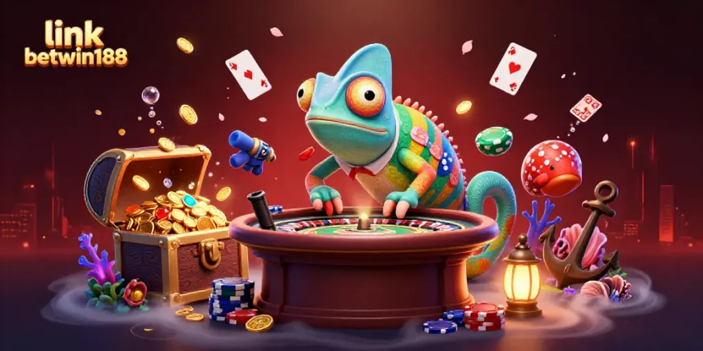 Link betwin188 menyuguhkan ilustrasi chameleon kasino 3D yang menawan dalam suasana permainan menarik.