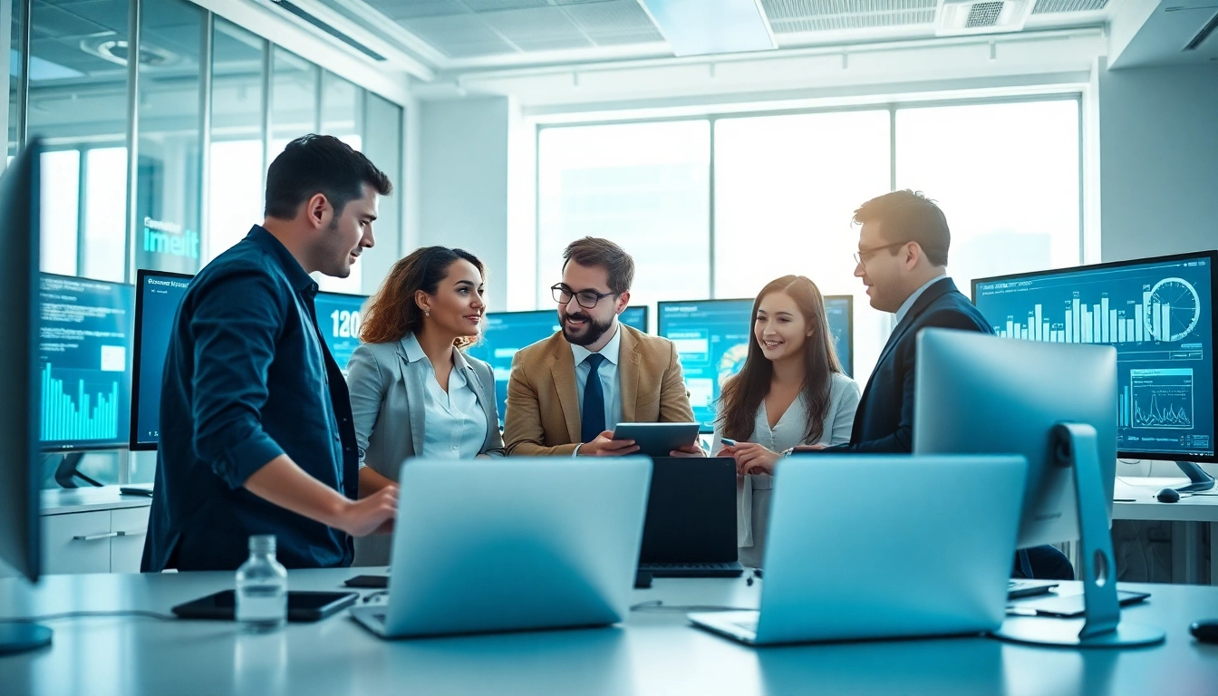 Enhance your business with managed IT services near me, showcasing a professional IT team collaborating in a modern workspace.