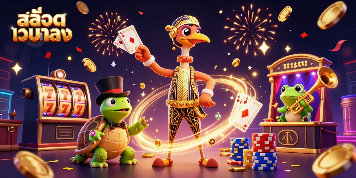 Engage with สล็อตเว็บตรง gameplay as golden coins and slot machine reels burst with action.