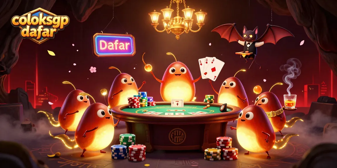Experience the vibrant world of coloksgp daftar as glowworms illuminate a casino scene with dynamic poker action.