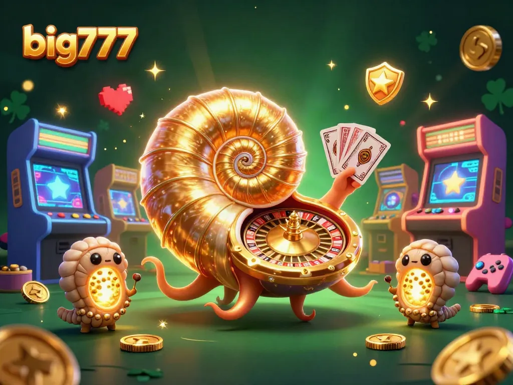 Spin the big777 roulette with a giant nautilus at a vibrant casino-themed arcade.