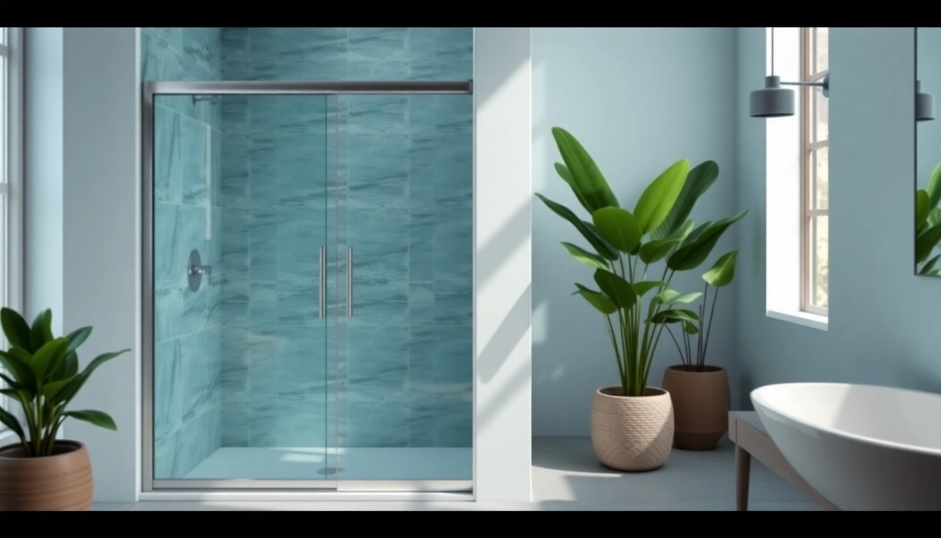 Showcase of sliding shower doors in a modern bathroom, highlighting elegance and design.
