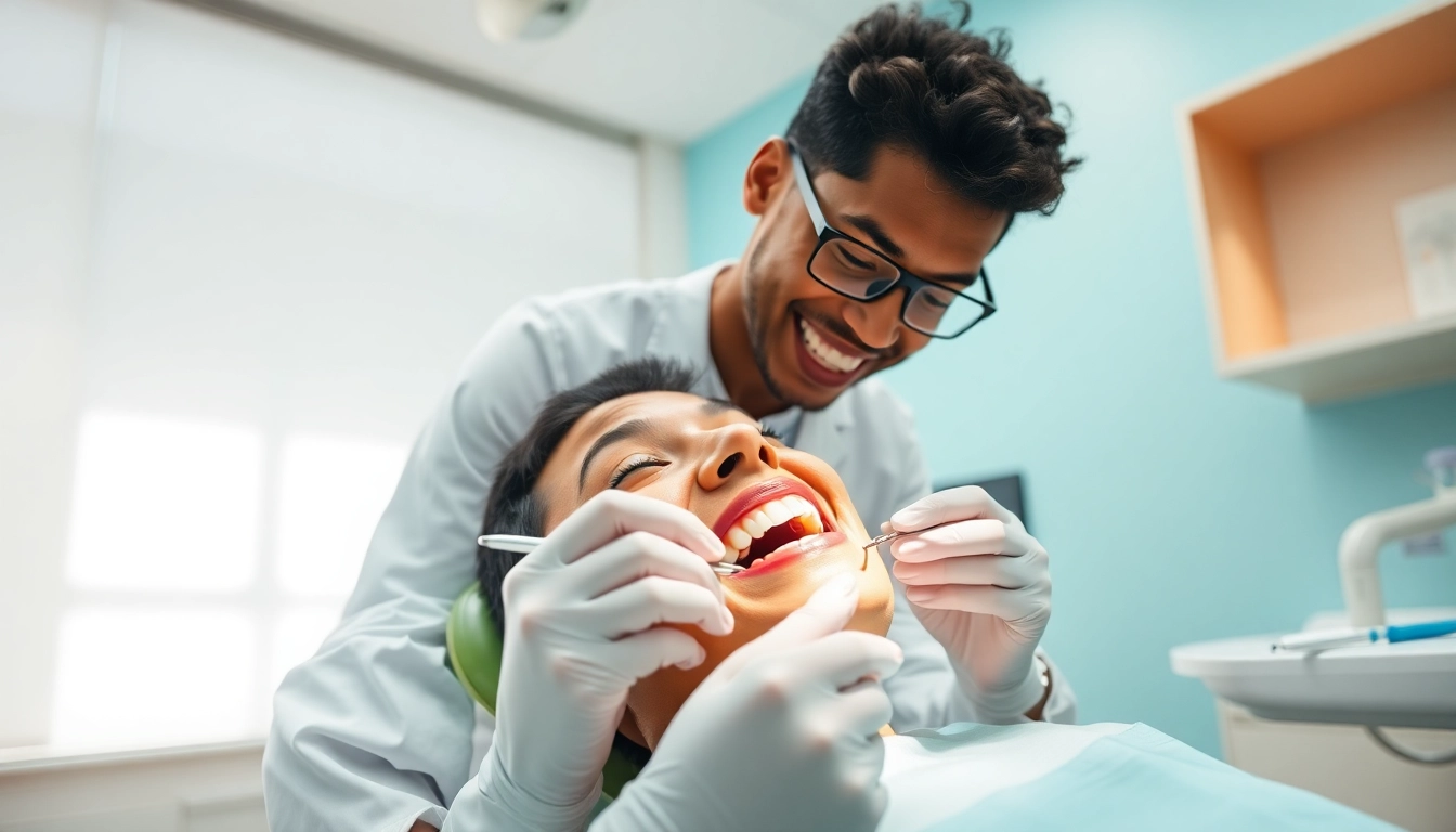 Orthodontist near by me providing consultation and examination in a modern dental office.
