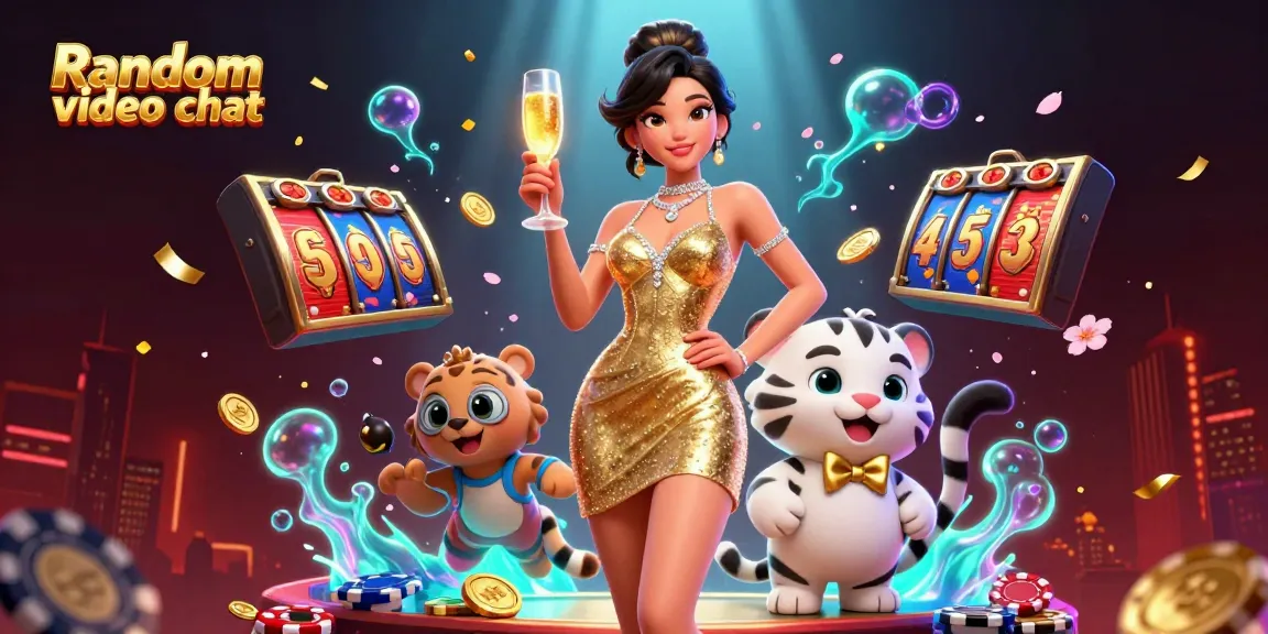 Experience random video chat with exciting slot reels and a glamorous atmosphere.