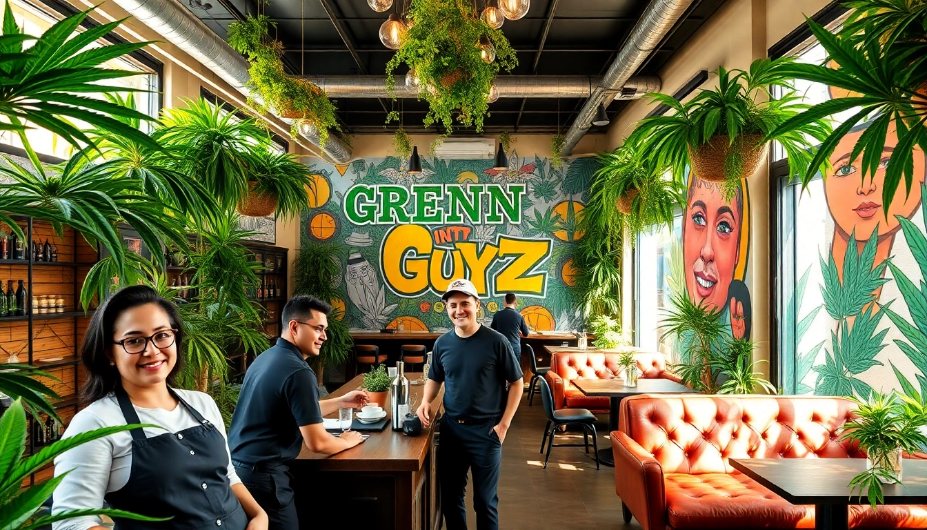 Découvrez l'ambiance accueillante du Green Guyz club cannabis madrid avec son décor vibrant et son personnel souriant.