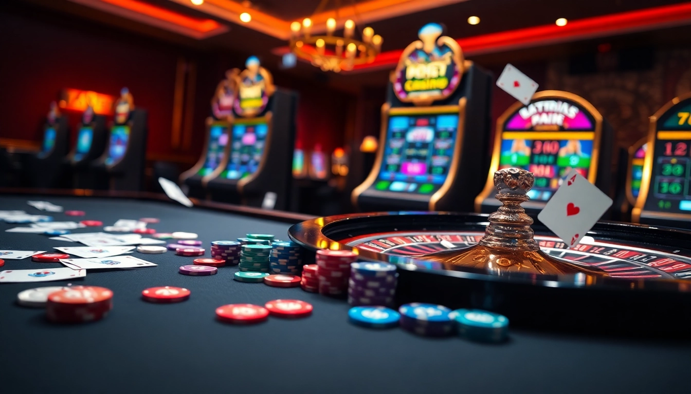 A colorful and inviting casino scene with poker chips and betting slips for 789bet.com, showcasing luxury gambling.