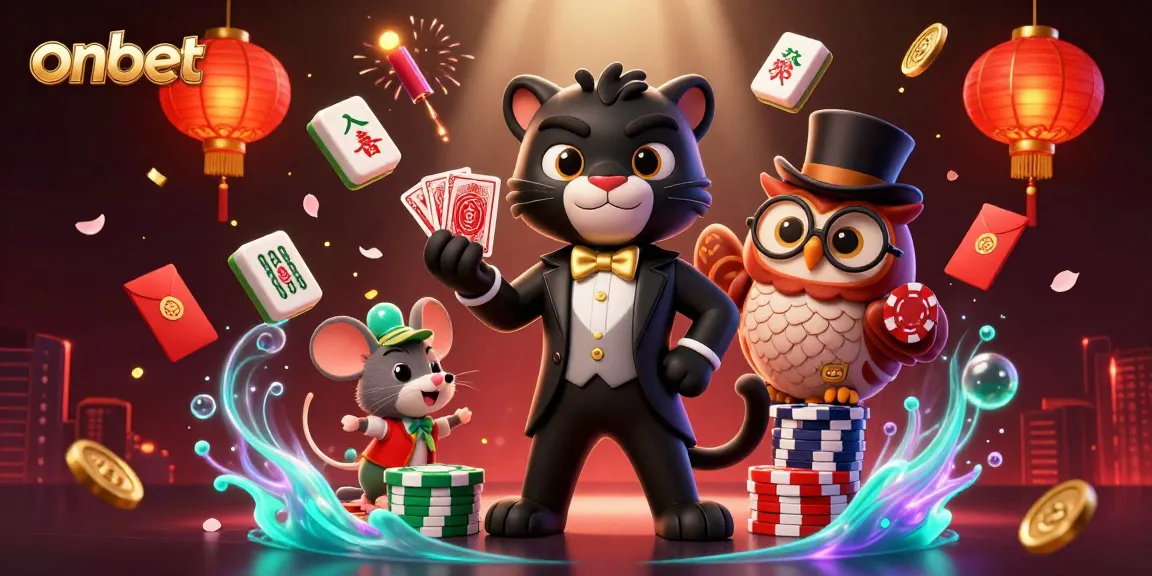 Engage in thrilling games at onbet with lively 3D cartoon characters showcasing the excitement of casino action.