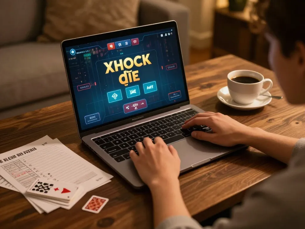 Xóc đĩa gameplay displayed on a laptop, highlighting strategic betting choices in an engaging online setup.