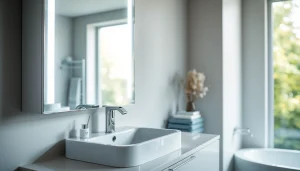 sonni Spiegelschrank mit eleganter Beleuchtung im modernen Bad nutzen