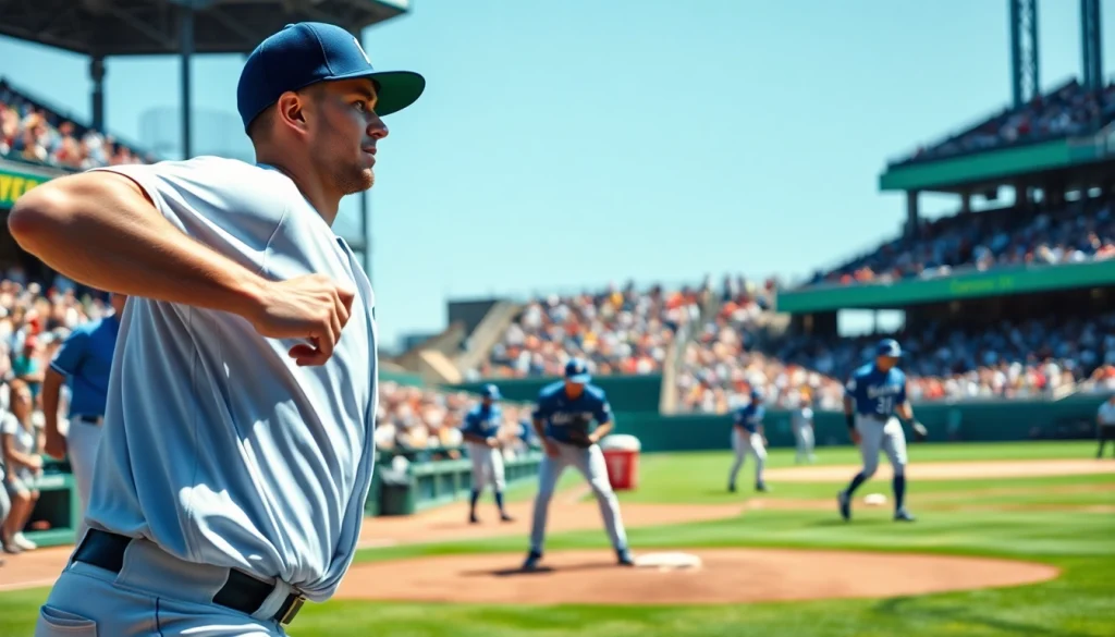 mlb중계 중인 야구 경기 장면, 선수들이 역동적인 모습으로 실시간 중계 중