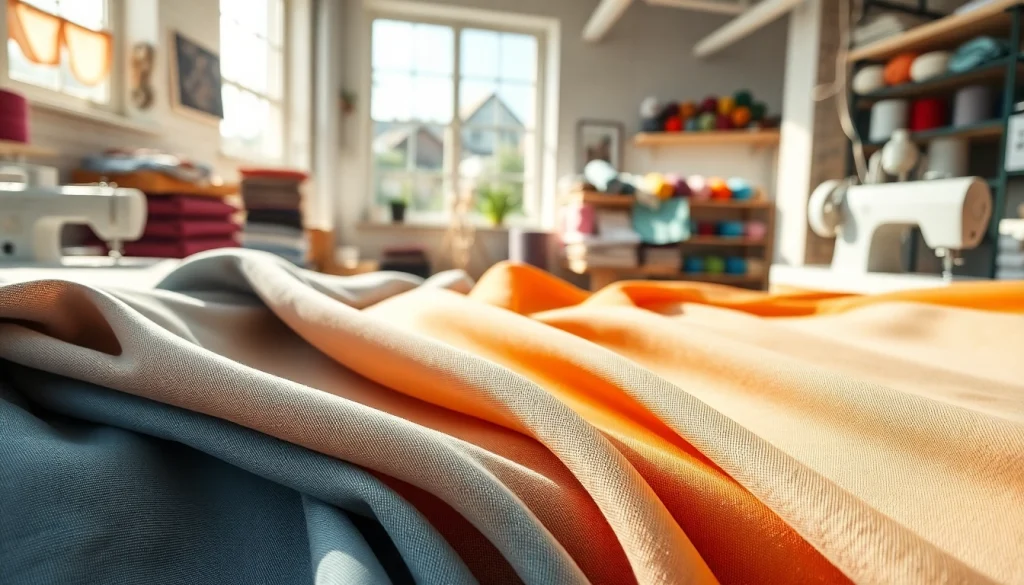 Katoen stoffen prachtig uitgestald in een ambachtelijke studio met natuurlijke belichting