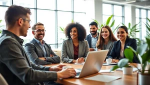 Servizio Fotografico Aziendale che cattura un team in una moderna sala riunioni.