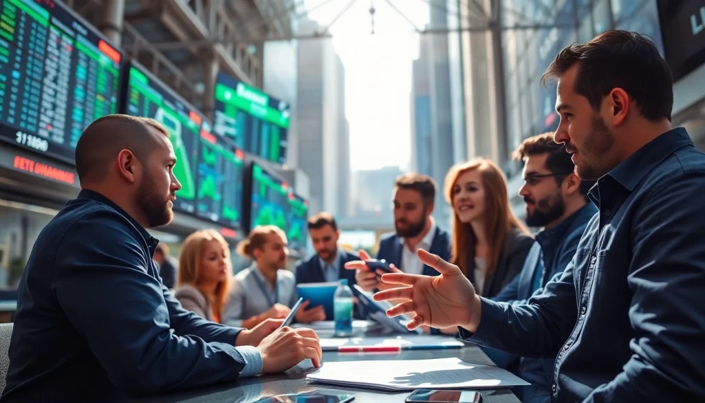 Betting enthusiasts analyzing online sportsbooks California in a dynamic urban environment.