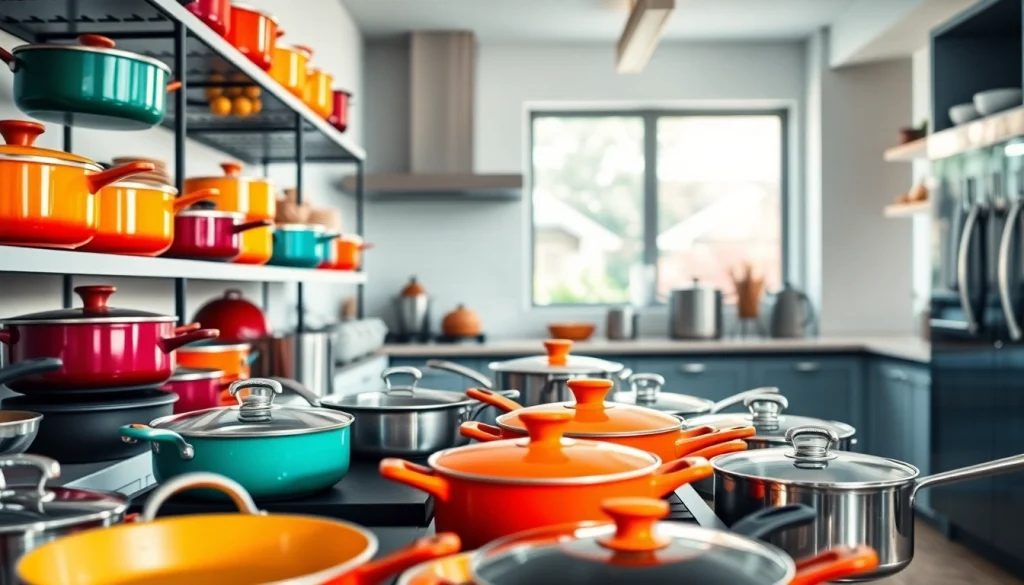 Explore beautifully arranged cookware shop Auckland display in a stylish kitchen setting.