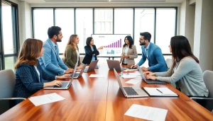 Collaborating on Pre and post award compliance strategies in a bright conference room.