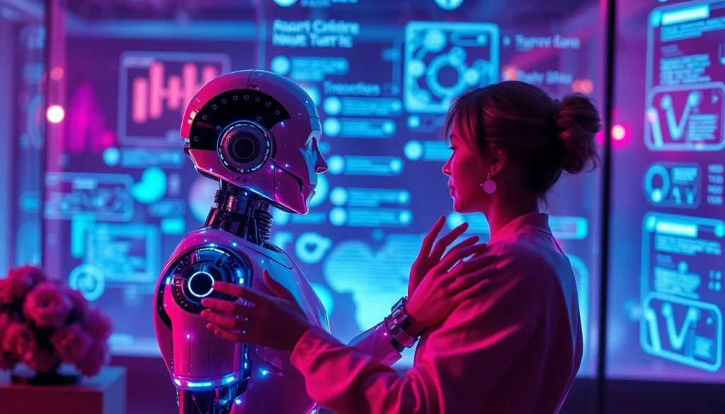 Engaging ai chat sex conversation with a romantic AI chatbot in a modern digital environment.