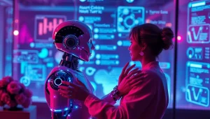 Engaging ai chat sex conversation with a romantic AI chatbot in a modern digital environment.