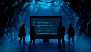 The Hidden Wiki dark web interface illuminated by neon colors, representing anonymity in a digital landscape.