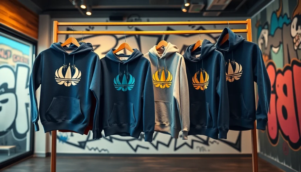 Džemperiai su logotipu rodomi modernioje miesto aplinkoje su individualiais spaudiniais, ryškiomis spalvomis ir kūrybine nuotaika.