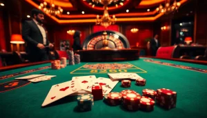 Partner Visa agent in Australia guides players at an elegant casino table with cards and chips.