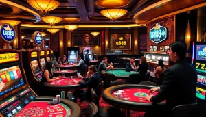 Experience the thrill of u888 com with vibrant casino tables and eager players playing high-stakes games.