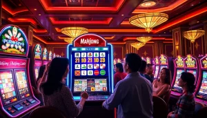 Experience the excitement of a mahjong slot demo at a vibrant casino filled with players enjoying thrilling spins.