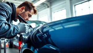 Applying salt protection ceramic coating to enhance a luxury car's shine and durability.