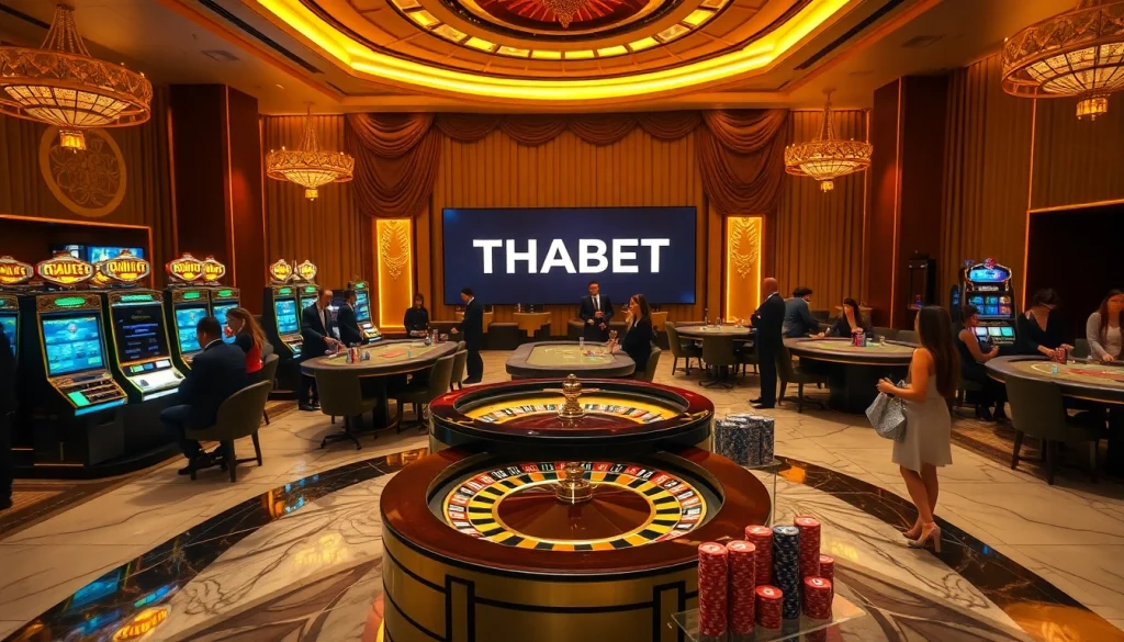 Players enjoying a high-stakes game at THABET's luxurious casino.