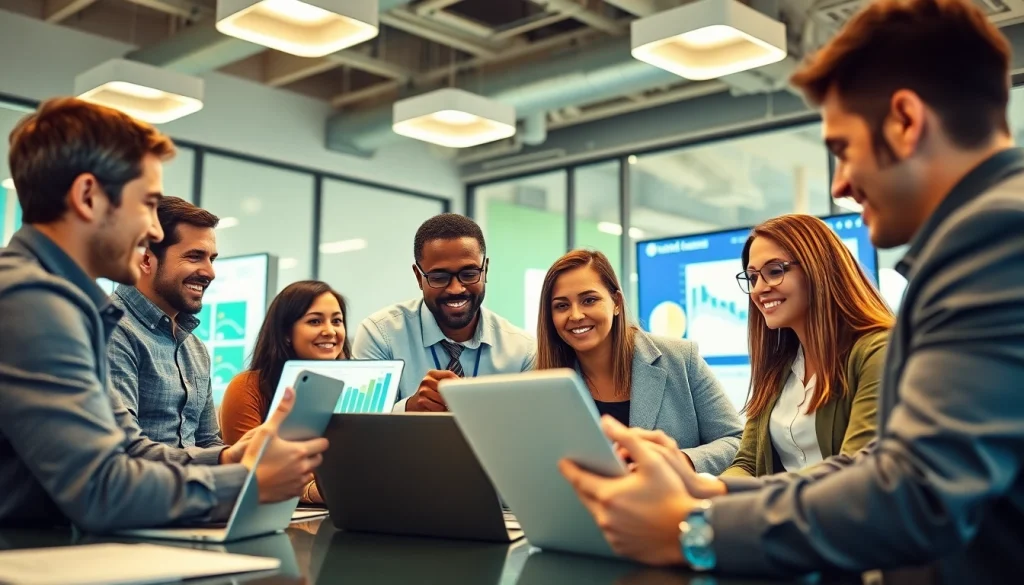 Engaged team showcasing on-demand sales talent in a dynamic office setting.